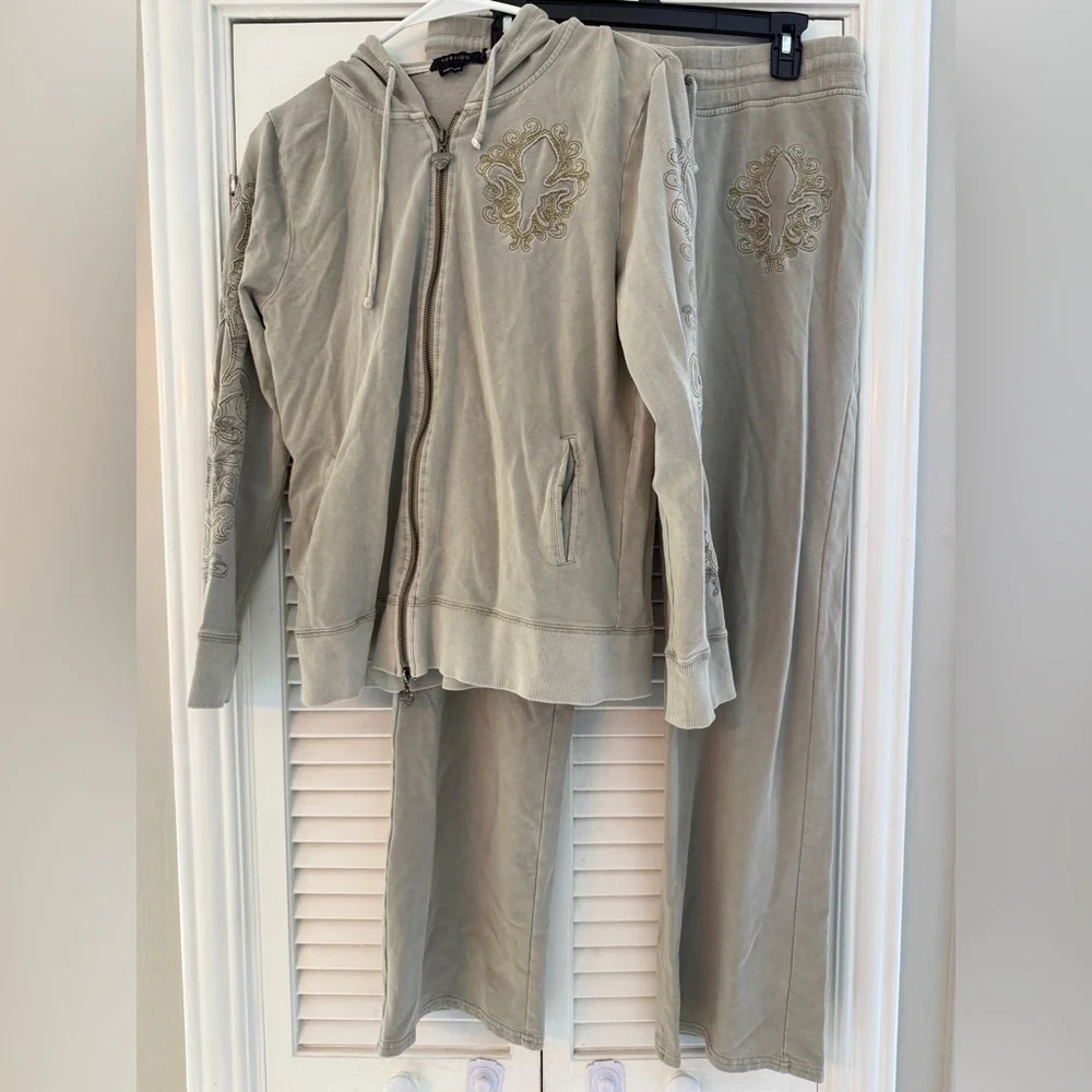 Vertigo Taupe Hooded Track Lounge Suit, XL, Resort Wear, Casual Elegance, Luxury - Picture 1 of 4